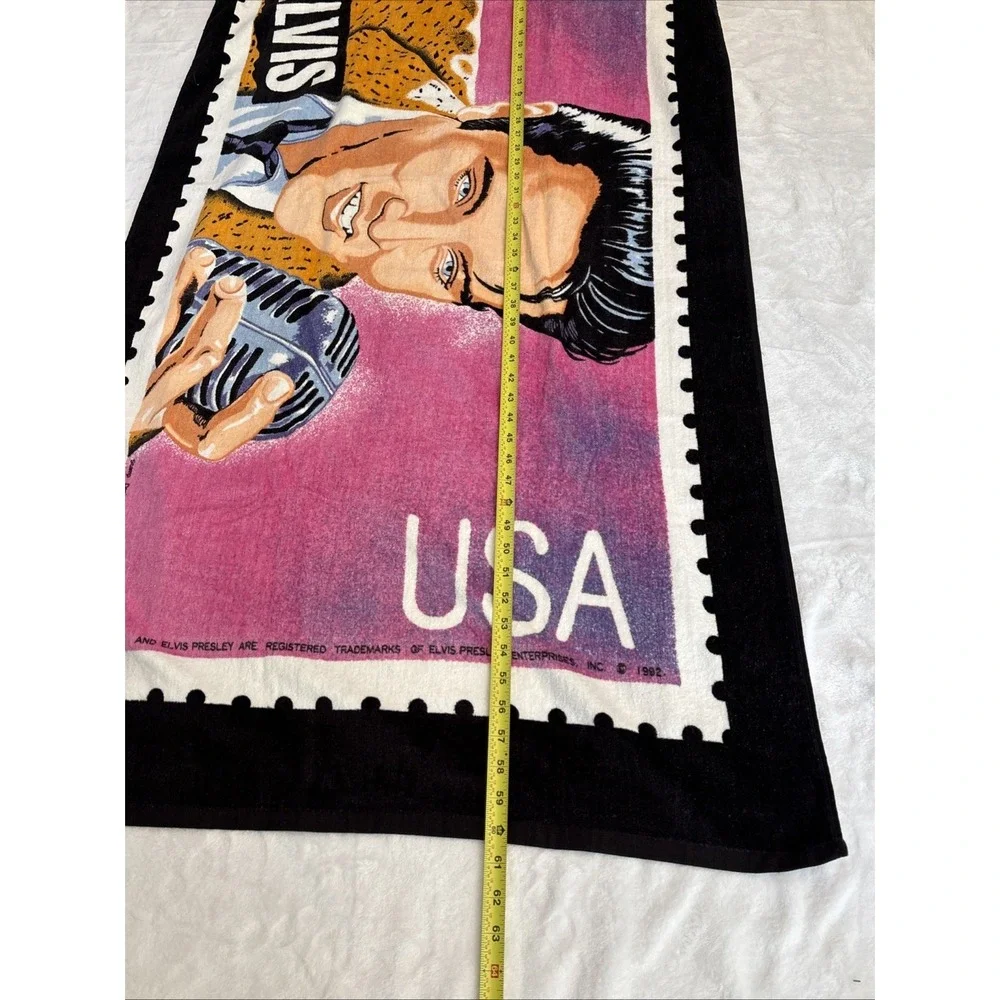 Vintage 1992 ELVIS Presley Postage Stamp Beach Swim Bath Towel NEW w/Tags One Sz